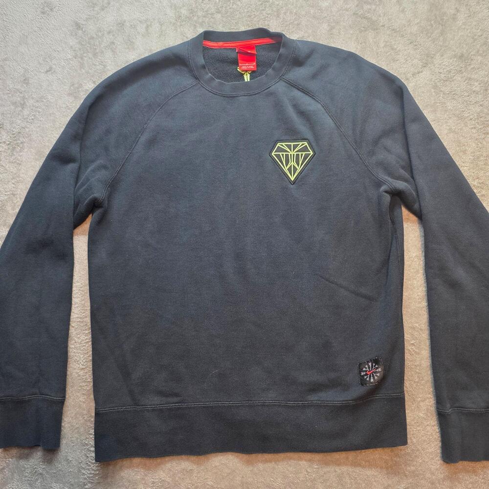 Nike Kobe Sweatshirt Mens L Gray Fleece Crew Neck Diamond Logo Basketball